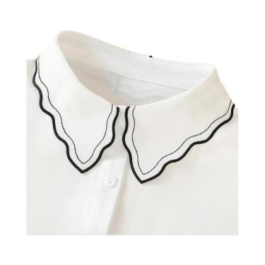 Imagem de Colarinho Falso Decorativo Bordado Versátil Para Mulheres, Camisa Eleg