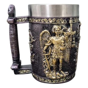 Imagem de Caneca Medieval Artesanal Anjo Geek 3D em Resina Copo em Aço Inox Gran