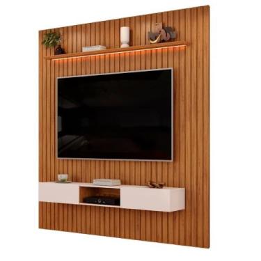 Imagem de Painel Para Tv Até 65 Polegadas 2,23m Ripado Autêntico Com Led e Nicho