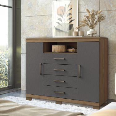 Imagem de Cômoda Casal Havana Master 2 Portas 4 Gavetas com Pés Santos Andirá