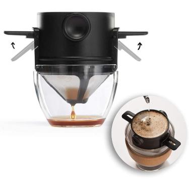 Imagem de Coador Cafe Filtro Inox Portatil Mini Retratil Individual Reutilizavel Sem Papel Copo Xicara