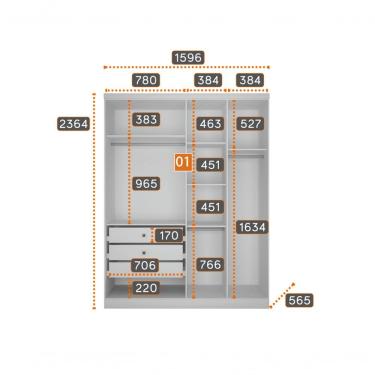 Imagem de Guarda Roupa 100% Mdf Espelhado 9 Portas 6 Gavetas - Linea-branco - Móveis Novo Horizonte