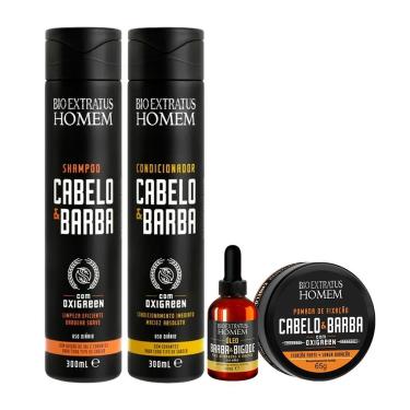 Imagem de Kit Shampoo Condicionador óleo Para Barba E Pomada Modeladora Masculino Oxigreen Bio Extratus