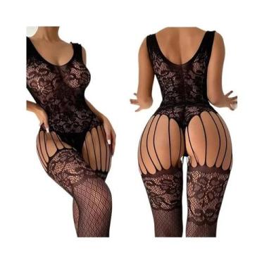 Imagem de Lingerie De Rede Transparente Com Sutiã Sem Costura, Body Sexy Ultra Q