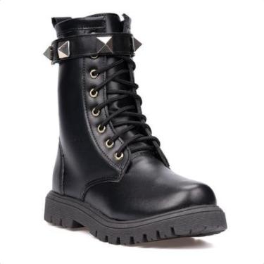 Imagem de Bota coturno Infantil Menina Tratorado Cano Alto Spike Moda-Feminino