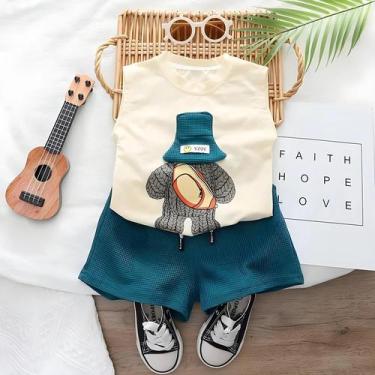Imagem de Conjunto Infantil Verão 2 Peças - Colete e Shorts com Estampa de Desen