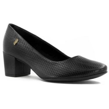 Imagem de Sapato Social Feminino Salto Bloco Mini Tressê Preto Usaflex AC3215-Feminino