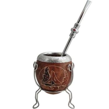 Imagem de Conjunto Cuia E Bomba Para Chimarrão Com Tripé De Porongo - Promate, M