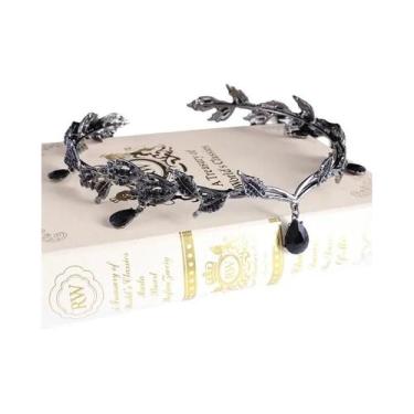 Imagem de Coroa De Fada Vintage Em Bronze Verde Esmeralda Com Cristais E Folhas,