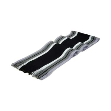Imagem de Cachecol Longo Masculino De Cashmere Macio, Grosso, Listrado Com Franj