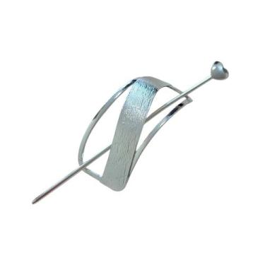 Imagem de Presilha de Palito em Metal com Enfeite Retangular para Coques - Pista