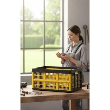 Imagem de Caixa Organizadora Dobrável 45L Amarela PLÁSTICO Resistente - Congratu