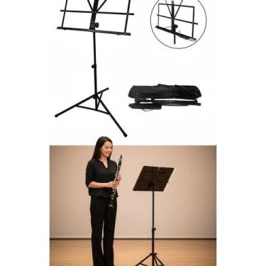 Imagem de 2x Estante Partitura Dobrável Ajustável 75cm-1.3m Bolsa Aço - Congratu