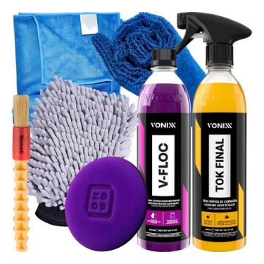 Imagem de Kit Para Lavar Moto Shampoo Tok Final Luva Aplicador Vonixx