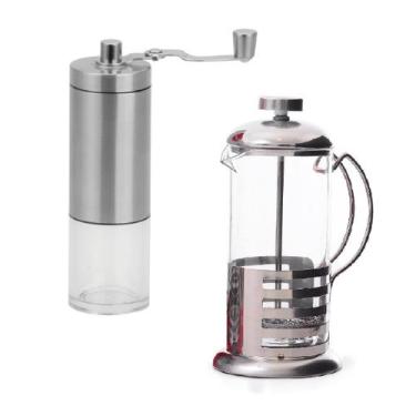 Imagem de Moedor Café Manivela Manual + Cafeteira Francesa Inox 350ml - Kadê