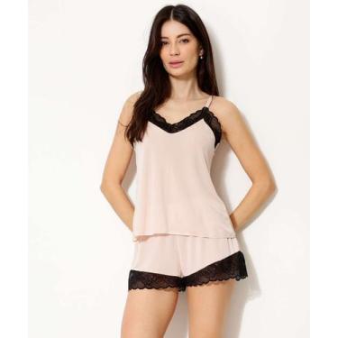 Imagem de Pijama Feminino Recorte Renda Alças Finas Marisa-89065, 40, Rosa