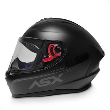 Imagem de Capacete Fechado ASX Draken Solid Preto Brilhante ou Fosco, 56, Preto 