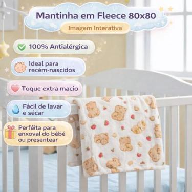 Imagem de Manta Mantinha Bebê Antialérgico Macia Infantil Fleece Estampado 80x80