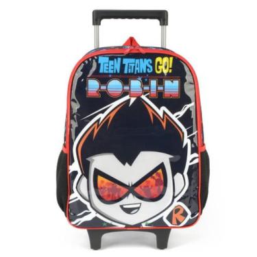 Imagem de Mochila Escolar De Carrinho Infantil Teen Titans Go Preto
