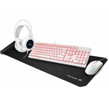 Imagem de Kit White Mouse 12800DPI Teclado Mecânico Headset Mousepad - OEM