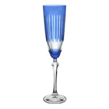 Imagem de Taça Cristal Lapidada Elizabeth Champanhe 200ml 1un Bohemia, Azul