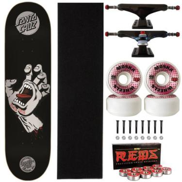 Imagem de Skate Santa Cruz Montado 8.0 Profissional Moska 60 Red Bones Cor:Preto