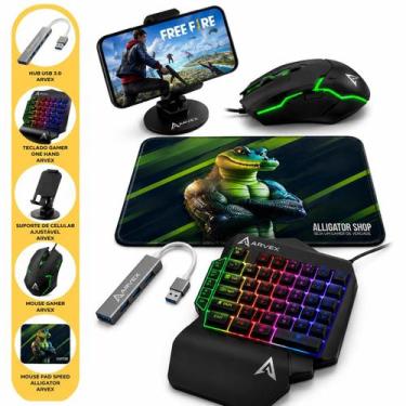 Imagem de Kit Mobilador Gamer Completo Teclado One Hand Uma Mão Mouse Mousepad S