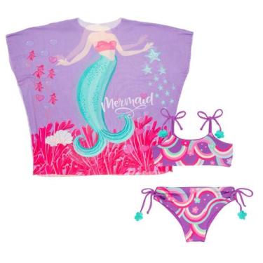 Imagem de Biquíni Dupla Face + Saída De Praia Kimono Tule Menina - Fofotinhos, A