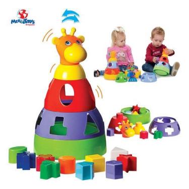 Imagem de Brinquedo Girafa Didática Educativa C/ 10 Formas Geométricas - SM, Col