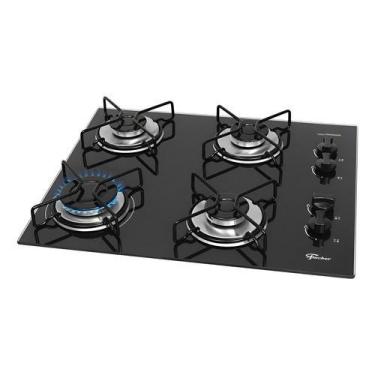 Imagem de Cooktop a Gás Fischer 4 Bocas Fit Line Trempe Aramado Esmaltado Vidro 