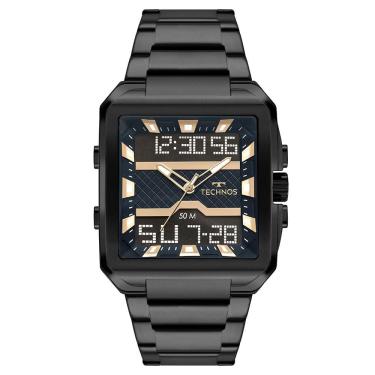 Imagem de Relógio de Pulso Masculino Bj3758AC-1A Ana Digi com Pulseira de Aço Inox Preto Technos