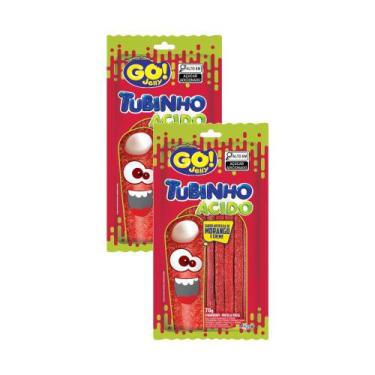 Imagem de Kit 2 Bala GO! Jelly Tubinho Ácido Morango e Creme 70g