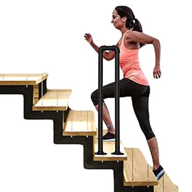 Imagem de Pkfinrd Corrimãos de escada em forma de U antiderrapantes preto corrimão escadas, corrimão forjado em ferro forjado para crianças mais velhas (tamanho : 100 cm)