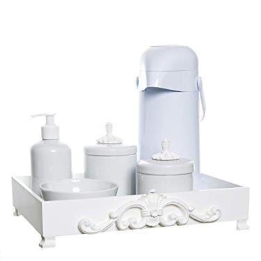 Imagem de Potinho de Mel Kit Higiene Provence Com 6 Peças Quarto Bebê Menina Menino Branco