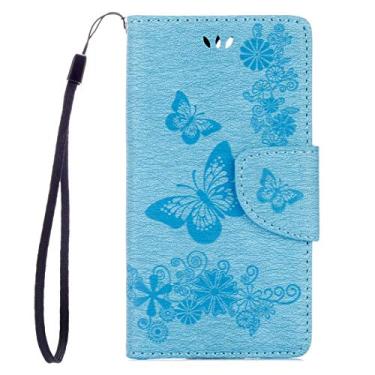 Imagem de CHAJIJIAO Capa ultrafina para Sony Xperia X Compact Butterflies Embossing Horizontal Flip Leather Case com suporte e compartimentos para cartões, carteira e cordão (preto) (Cor: Azul)