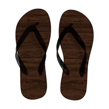 Imagem de Chinelo feminino de madeira marrom textura fina sandália de praia leve de verão para mulheres e homens chinelos de viagem, Multicor, 4-5 Narrow Women/3-4 Narrow Men