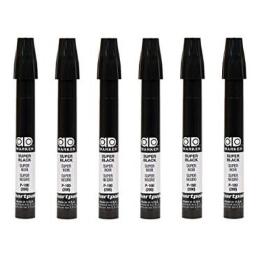 Imagem de AD Marker The Original Chartpak, Tri-Nib, Super Black, Caixa com 6 (P100) (165647)