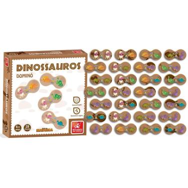 Imagem de Dominó Dinossauro 28 Peças Em Madeira Brincadeira De Casa