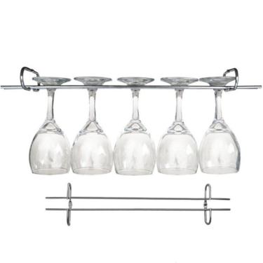 Imagem de 3 Suportes Taças Cromado Decoração Adega Bar Vinho 25cm