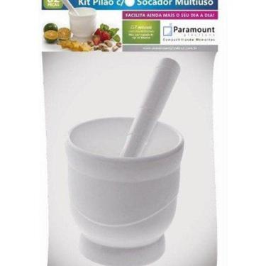 Imagem de Pilão Com Socador Multiuso Plástico Branco Paramount