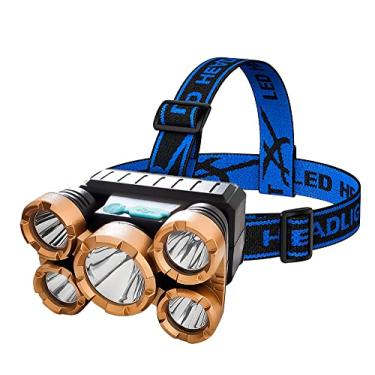 Imagem de PlayShop Eletronicos Lanterna De Cabeça Farol 5 Leds T6 Recarregável USB Impermeável p/Bike Ciclismo Bicicleta Camping Pesca Reparos 5 Modos