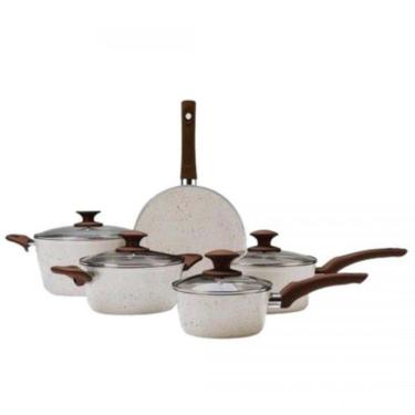 Imagem de Conjunto 5 Panelas Marmol Indução Revestimento Cerâmica Mimo