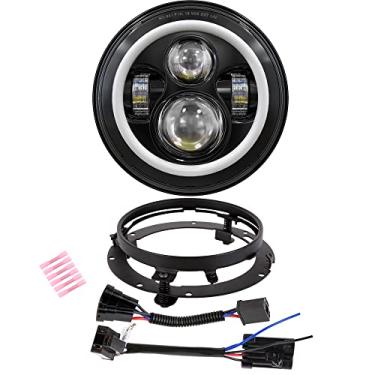 Imagem de XPCTD Kit de lâmpadas de halo de luz DOT DRL de 17,8 cm para Touring Street Glide Road King Ultra Classic Electra Glide FatBoy Tri Cvo Heritage Softail Slim Deluxe Switchback preto