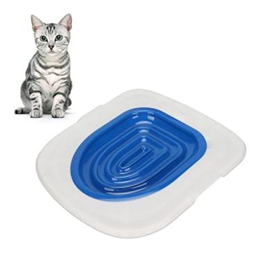 Imagem de Cat Training Kit System for Toilet, Universal Reutilizável Ecologicamente Correto Treinador de Banheiro de Gato para Limpeza de Animais Treinador Profissional de Banheiro de Gato Ensine o Gato a Usar (Bandeja branca, 1 suporte interno azul)