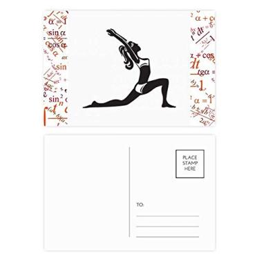 Imagem de Conjunto de cartões postais Yoga Keep Healthy com silhueta de alongamento, 20 peças