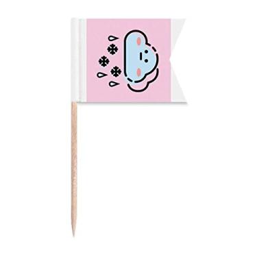 Imagem de Animation Bandeiras de palito de dente nublado com marcação de rotulagem para bolo de festa prato de queijo