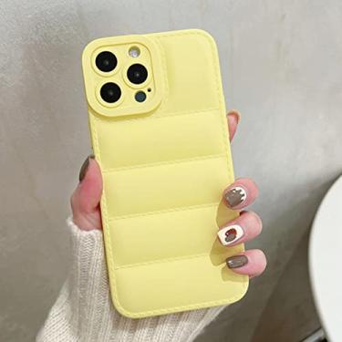 Imagem de Jaqueta luxuosa para baixo Capa de telefone para iPhone 14 11 12 13 Pro Max XR X XS 7 8 14 Plus Capa de silicone macio para doces, amarelo, para iPhone 12Pro Max