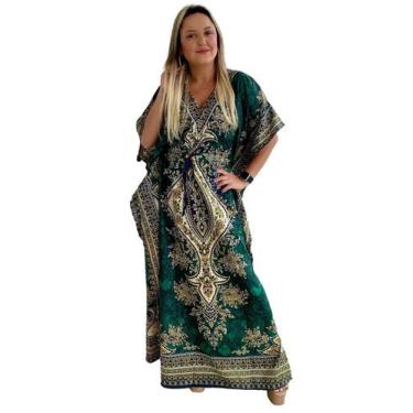 Imagem de Vestido Kaftan Indiano Longo Estampado Plus Size - Cod. 1506 - Aleci F