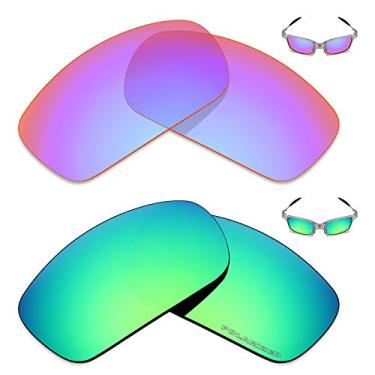 Imagem de Mryok+ 2 pares de lentes polarizadas de substituição para óculos de sol Oakley X Squared – Rosa cobalto/verde esmeralda