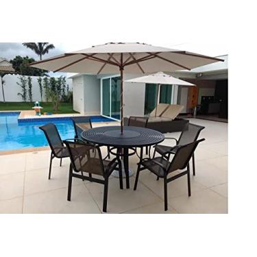 Imagem de Jogo 6 Cadeiras E Mesa + Ombrelone Para Piscina Jardim
